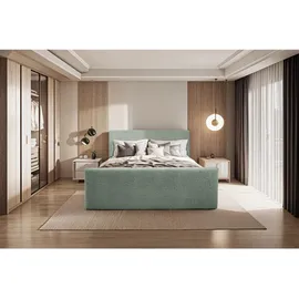 kaiser möbel Boxspringbett mit bettkasten und topper LAMM stoff Sven Grün 140x200 cm H2-Pocket