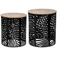 Atmosphera - Set aus 2 Couchtischen Blätter schwarz -