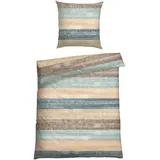 SCHIESSER Emilia Gestreift Petrol 155 x 220 cm + 80 x 80 cm