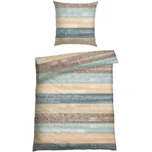 SCHIESSER Emilia Gestreift Petrol 155 x 220 cm + 80 x 80 cm