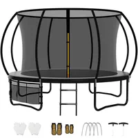 Snol Trampolin Outdoor Ø 222/305/366/427 cm, Kindertrampolin Gartentrampolin für Kinder, Komplettset mit Sicherheitsnetz, Schuhnetz und Leiter, Schwarz