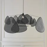MARKET SET Screen XL 3-flg. 110 cm rund Schwarz/Holz