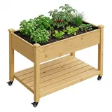 Relaxdays Hochbeet auf Rollen 565 x 105 x 84 cm Braun