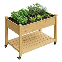 Relaxdays Hochbeet auf Rollen 565 x 105 x 84 cm Braun