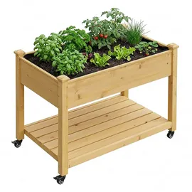 Relaxdays Hochbeet auf Rollen 565 x 105 x 84 cm Braun