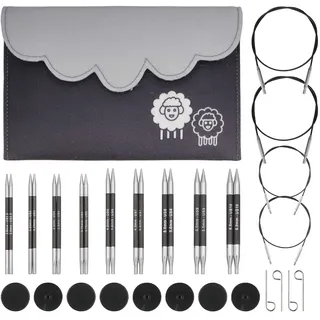 KnitPro Karbonz Deluxe Austauschbare Nadelspitzen Set 4" (10cm) | Größen (3mm bis 6mm)