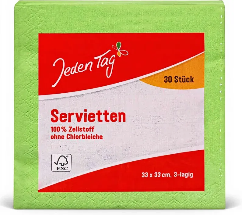Jeden Tag Servietten 33x33cm Apfelgrün 3-lagig