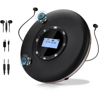 Tragbarer CD-Player Bluetooth wiederaufladbarer 1500mAh Auto CD-Player mit Bluetooth und Stereo Dual Lautsprecher Anti-Skip für Auto Zuhause Reisen persönlicher discman CD Player Tragbar