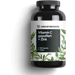 Vitamin C - 360 Kapseln - Hochdosiert mit 1000mg + 15mg Zink - Pflanzlich fermentiert & gepuffert (pH-neutral, säurefrei, magenschonend) - Laborgeprüft, vegan und in Deutschland produziert 360 St