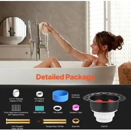 Vevor PVC-Ablaufset für freistehende Badewannen, mit PVC-Adapter für Ablaufgarnitur, kompatibel mit freistehenden Badewannen, bodenmontierten Badewannen & Inselbadewannen