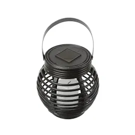 MARELIDA LED Solar Laterne mit LED Kerze - Korboptik - flackernde LED - H: 15cm -Lichtsen...