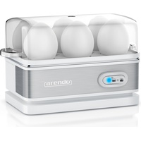 Arendo Eierkocher 6-fach, 400 W, Edelstahl, Warmhaltefunktion, Härtegrad einstellbar, für 6 Eier, weiß