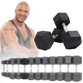 MIWEBA Hexagon Kurzhantel Set 12,5 kg Gusseisen schwarz