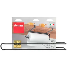 Metaltex Küchenrollenhalter ohne Bohren Edelstahl Küchenrollen Halter schwarz 35x18x10 cm