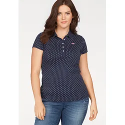 Poloshirt, figurbetonter Schnitt, bedrucktes Punkte-Motiv, Hemdblusenkragen, Gr. 48/50 (XL), marine-weiß-gepunktet, Shirts, 81669247-48