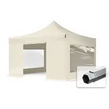 TOOLPORT 4x4m Faltpavillon Alu 40mm, Seitenteile, Creme