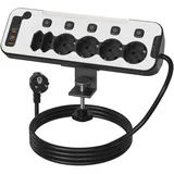 Tischsteckdose mit USB C, PD20W Schreibtisch Steckdosenleiste Einzeln Schaltbar,6-Fach Mehrfachsteckdose mit Schalter,Steckerleiste Überspannungsschutz Steckdose Tisch Ecksteckdose 2M Kabel,Schwarz