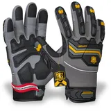 G4P Anti Shock Prime – Mechaniker-Arbeitshandschuhe mit TPR-Stoßschutz, 1 Paar, Touchscreen-fähig, verstärkte Daumen-Zeigefinger-Zone, verstellbarer Klettverschluss, Gr. L (Gr. 9)