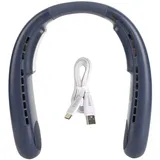 Tragbarer Nackenventilator Mit Halbleiterkühlung, 3 Geschwindigkeitsstufen, Usb-ladeanschluss, Blaue Farbe, Leicht Und Praktisch