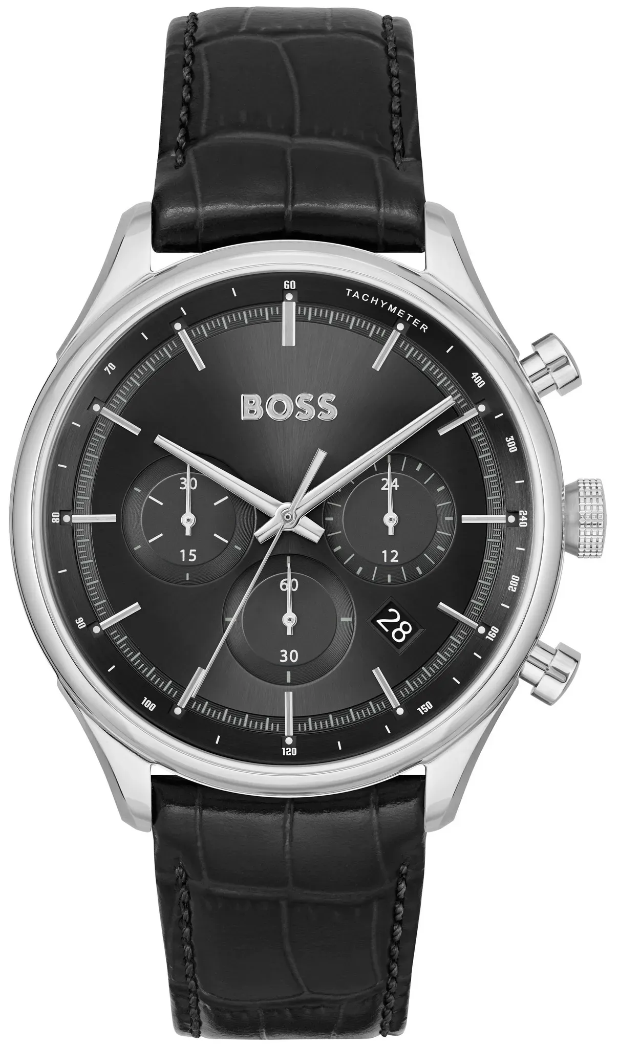 Chronograph BOSS "GREGOR, 1514049", schwarz, Armbanduhren, Herren, Quarzuhr, Herrenuhr, Armbanduhr, Stoppfunktion, Lederarmband