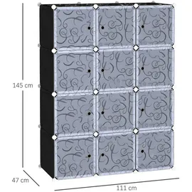 Homcom Kleiderschrank DIY 111 x 145 x 47 cm Schwarz