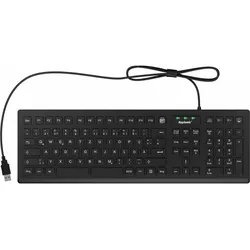 KEYSONIC Industrietastatur, USB, Beleuchtet, Silikon, schwarz, Wasser und Staub geschützt, Deutsch