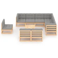 vidaXL Garten-Lounge-Set 10-tlg. natur/grau 3076839