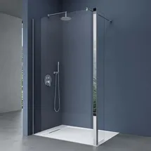 doporro Duschwand 50x200cm Walk-in mit 30cm Nebenteil, 8mm Duschabtrennung Bremen mit rechteckigem Stabilisator, aus Echtglas Esg-sicherheitsglas - Silber