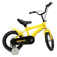 Bathrena Kinderfahrrad, 14 Zoll Kinderrad Fahrrad Spielrad Unisex Kinderfahrrad mit Stützräder Sicherheitsdreieck, Rahmen aus Kohlenstoffstahl, Verschleißfestes Hilfsrad (Gelb)
