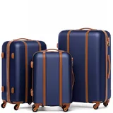 FERGÉ Kofferset Hartschale 3 teilig Koffer Set MILANO Blau-Braun, 4 Rollen, (3er Kofferset stabil und leicht mit Zahlenschloß, 3 tlg., Hartschalen-Trolley Set 3 Größen Handgepäck Koffer M XL), Trolley 3er Koffer Set, Reisekoffer 4 Rollen, Premium Rollkoffer blau|braun