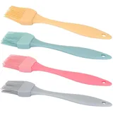 Backpinsel Silikon,4 Stück Silikonpinsel Küchenpinsel Backpinsel Naturborsten Silikonpinsel Küche Waschbar Pinsel Backen Backzubehör für Backen Grillen Kochen(4 Farben)
