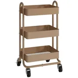 [en.casa] - Küchenrollwagen Pyhäntä mit 3 Ebenen Hellbraun
