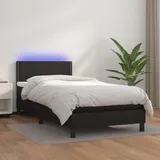 vidaXL Boxspringbett mit Matratze & LED Schwarz 100x200 cm Kunstleder