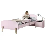 58 aufm Kessel Jugendzimmer-Set Kinderzimmer Set Karilynn 2 Bett mit Nachtkommode Holz+MDF rosa, (inkl. Versand, Lieferung bis Verwendungsstelle), rosaLiegefläche 90 x 200, Lattenrost, Nachtkommode, Absturzschutz rosa