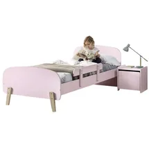 58 aufm Kessel Jugendzimmer-Set Kinderzimmer Set Karilynn 2 Bett mit Nachtkommode Holz+MDF rosa, (inkl. Versand, Lieferung bis Verwendungsstelle), rosaLiegefläche 90 x 200, Lattenrost, Nachtkommode, Absturzschutz rosa