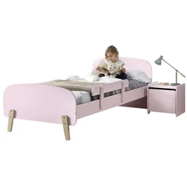 58 aufm Kessel Jugendzimmer-Set Kinderzimmer Set Karilynn 2 Bett mit Nachtkommode Holz+MDF rosa, (inkl. Versand, Lieferung bis Verwendungsstelle), rosaLiegefläche 90 x 200, Lattenrost, Nachtkommode, Absturzschutz rosa