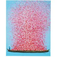 Kare Leinwandbild Flower Boat, Blau Pink 30x40cm
