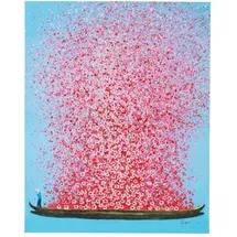 Kare Leinwandbild Flower Boat, Blau Pink 30x40cm