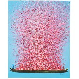 Kare Leinwandbild Flower Boat, Blau Pink 30x40cm