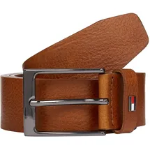 Tommy Hilfiger Ledergürtel TOMMY HILFIGER "LAYTON 3.5 cm breit", Damen, Gr. 110, braun (cognac), Rindsleder, unifarben, Gürtel Ledergürtel, Metallpatch, Einfachdornschließe