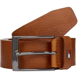 Tommy Hilfiger Ledergürtel TOMMY HILFIGER "LAYTON 3.5 cm breit", Damen, Gr. 110, braun (cognac), Rindsleder, unifarben, Gürtel Ledergürtel, Metallpatch, Einfachdornschließe