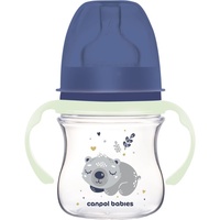 Canpol babies Sleepy Koala Easy Start Anti-Colic Bottle Blue 0m+ Anti-Kolik-Flasche mit leuchtenden Griffen 120 ml
