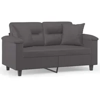 vidaXL 2-Sitzer-Sofa mit Zierkissen Grau 120 cm Kunstleder