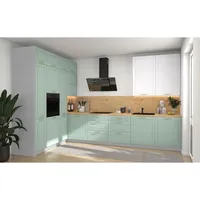 Feldmann-Wohnen L-Form, Grün, Metall, L-Form, 347x243x202 cm, Küchen, Küchenzeilen & Küchenblöcke, Küchenzeilen ohne Geräte
