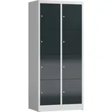 Steelboxx Schließfachschrank Stahl 1800 x 800 x 500 mm grau 2 Abteile à 4 Fächer