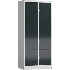 Steelboxx Schließfachschrank Stahl 1800 x 800 x 500 mm grau 2 Abteile à 4 Fächer