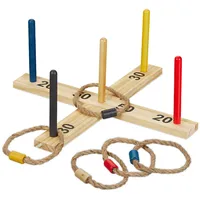 Relaxdays Ringwurfspiel Holz Gelb/Braun/Rot