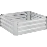 Relaxdays Hochbeet aus Metall 90 x 90 x 30 cm Silber