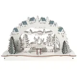 Hti-Living Schwibbogen Weiß Rehe an der Futterkrippe