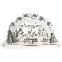 Hti-Living Schwibbogen Weiß Rehe an der Futterkrippe